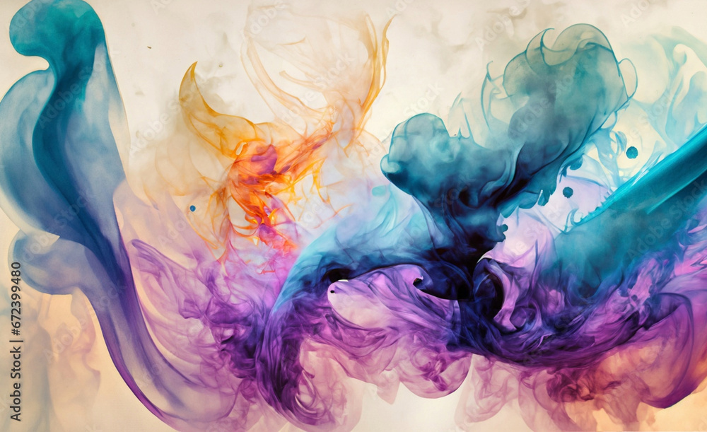 digital illustration of a smoke colorful background by Generative AI 