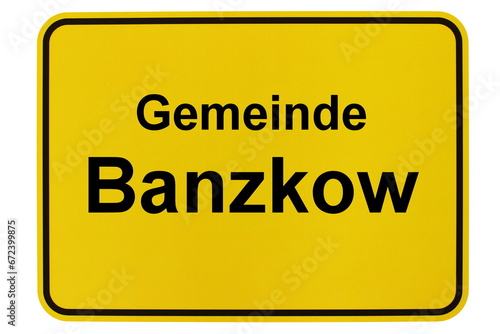 Illustration eines Ortsschildes der Gemeinde Banzkow in Mecklenburg-Vorpommern photo