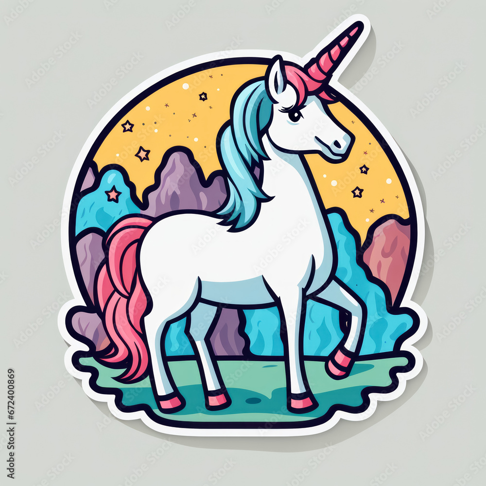 Obraz premium funny sticker einhorn, generated image