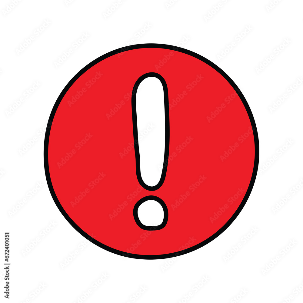 Hand-drawn cartoon doodle exclamation mark icon on a white background. Hand-drawn cartoon doodle exclamation mark icon on a white background.