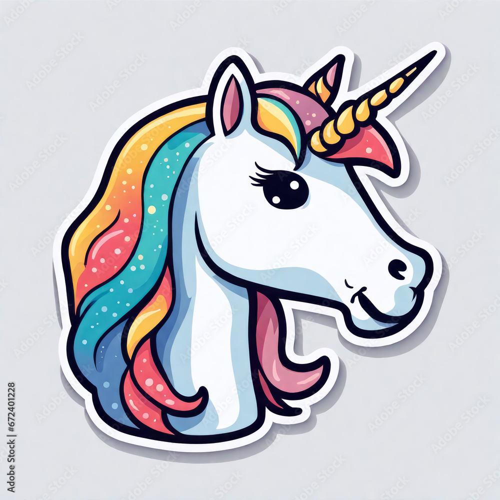 Fototapeta premium funny sticker einhorn, generated image