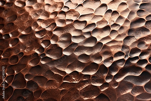 Close-Up Lustrous Artistry of Aged Hammered Copper's Texture, Shines with Elegance © paul