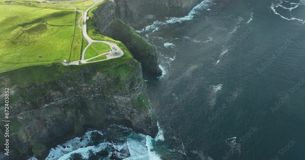 Fly over the beautiful Cliffs of Moher off the west coast of Ireland 4k Fly over the beautiful Cliffs of Moher off the west coast of Ireland 4k