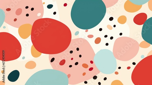 A pattern of circles and dots on a white background. Abstract pattern with dots and organic shapes.