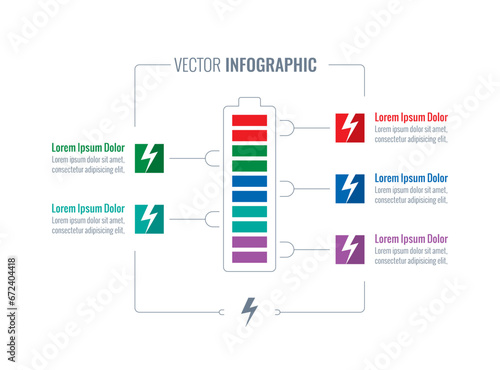 battery and lightning infographic. battery infographic. infographic template