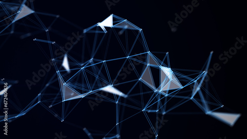 Style network connection background. Abstract texture with points, triangles and lines. Modern futuristic backdrop. Big data visualization. 3D rendering.