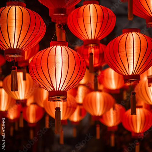 detail of chinese red lanterns