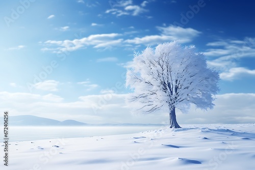 Winter's Splendor: A Lone Tree in a Majestic Landscape