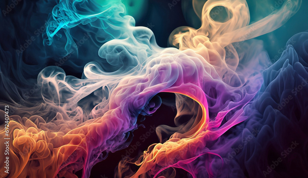 digital illustration of a smoke colorful background by Generative AI 