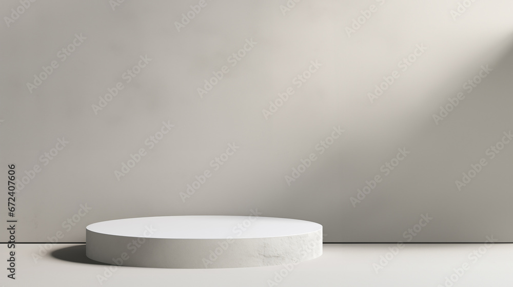 abstract minimalist white 3D room with realistic white podium for product demonstration, empty showcase for presentation, realistic white cylinder, pedestal, stage abstract minimalist white 3D room with realistic white podium for product demonstration, empty showcase for presentation, realistic white cylinder, pedestal, stage