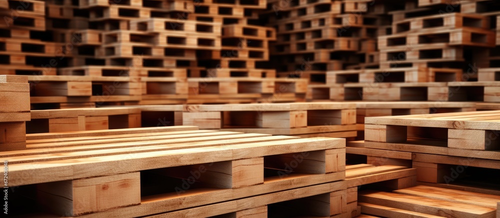 A visual representation created by a computer of multiple wooden pallets stacked on top of each other A visual representation created by a computer of multiple wooden pallets stacked on top of each other