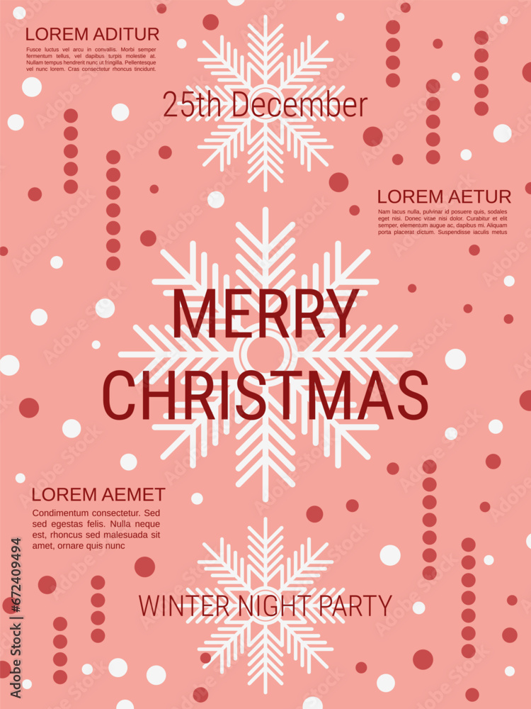 Merry Christmas and Happy New Year minimalistic style vector flyer template. Flat design illustration with winter style elements Merry Christmas and Happy New Year minimalistic style vector flyer template. Flat design illustration with winter style elements