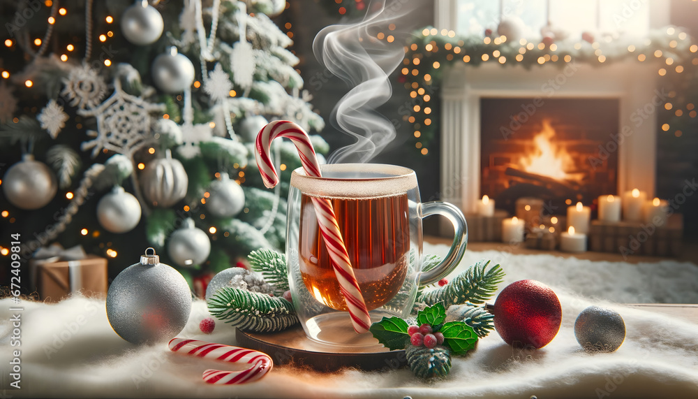 Christmas mulled wine, hot chocolate, generative ai