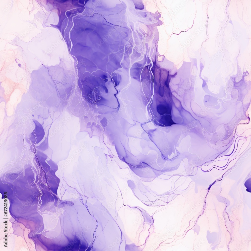 Purple and white abstract organic flow. Seamless pattern. Fluid art texture. Suitable for textile design, wallpaper, and digital backgrounds