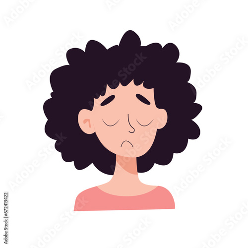 Dissatisfied girl. Emotions of a dissatisfied person. Vector illustration of human emotions