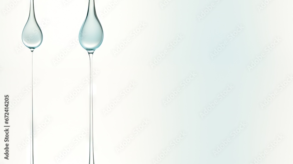 a couple of tall glass vases sitting next to each other on a white table with a light blue background. generative ai a couple of tall glass vases sitting next to each other on a white table with a light blue background. generative ai