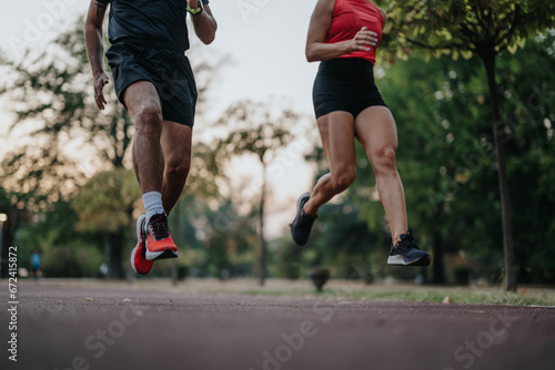 Evening Workout in the Park: Active and Fit Couple Exercising Outdoors