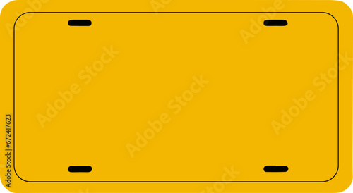 Blank yellow license plate frame