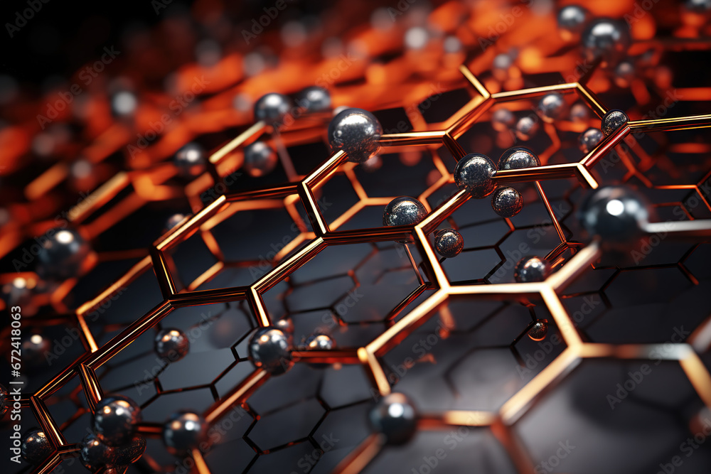 Fototapeta premium 3D Rendered Graphene Structure Circuit Abstract Background. High resolution.