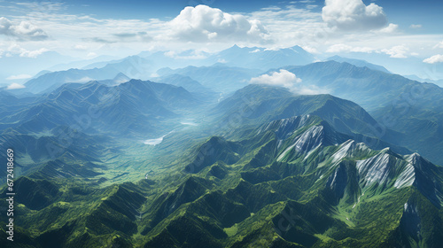 Panoramic image of a mountainous landscape,Generated by AI