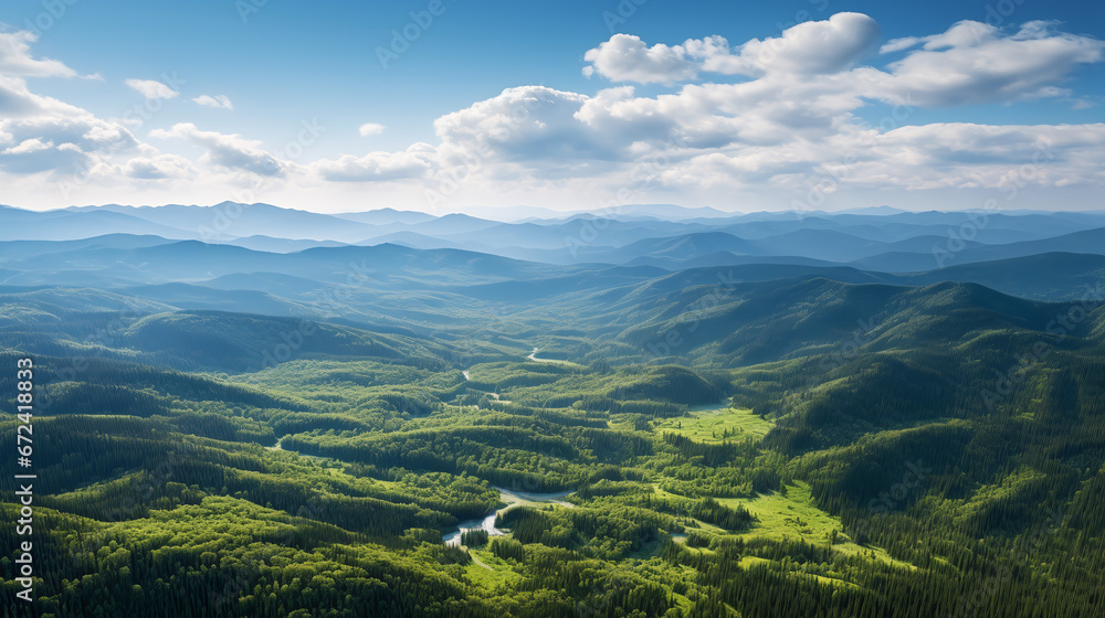 Naklejka premium Panoramic image of a mountainous landscape,Generated by AI