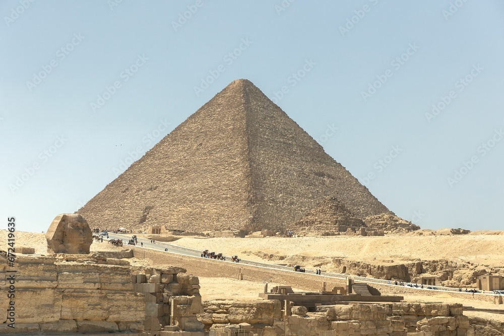 Beautiful shot of the historic Pyramids in the Giza Plateau in Egypt