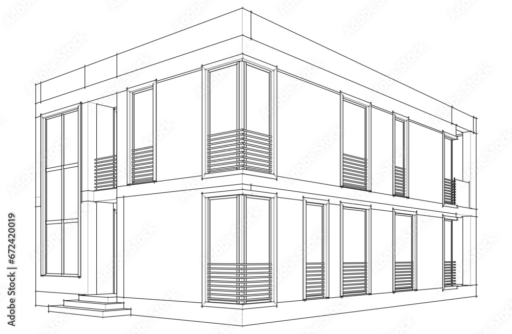 Architectural drawing vector 3d illustration