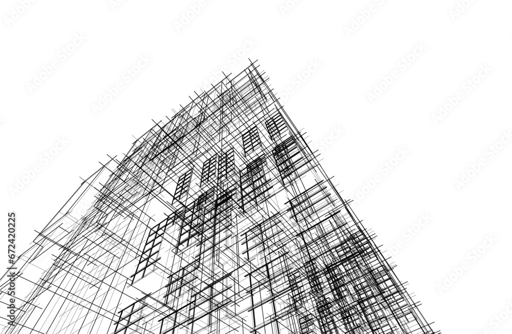 Architectural drawing vector 3d illustration