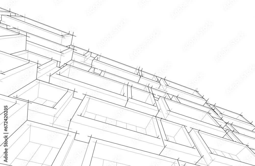 Architectural drawing vector 3d illustration Architectural drawing vector 3d illustration