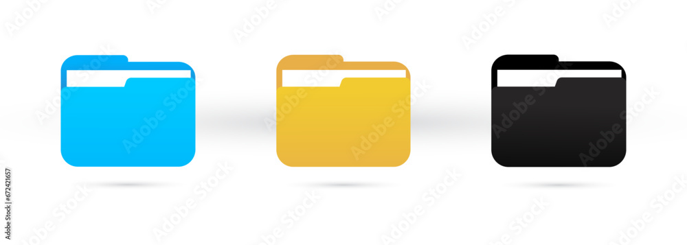 Folder icon set. Computer folders for website design, application, logo, user interface. Vector EPS 10. Isolated on white background - obrazy, fototapety, plakaty 