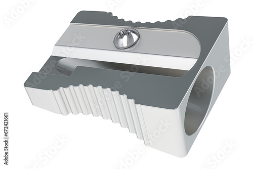Photos Metallic Pencil Sharpener, 3D rendering isolated on transparent background
