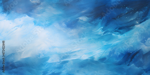 Abstract Blue Sky Painting with Clouds