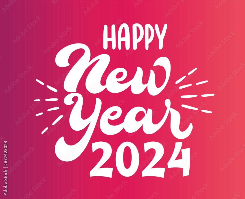 2024 Happy New Year Holiday Abstract White Design Vector Logo Symbol Illustration With Pink Gradient Background 2024 Happy New Year Holiday Abstract White Design Vector Logo Symbol Illustration With Pink Gradient Background