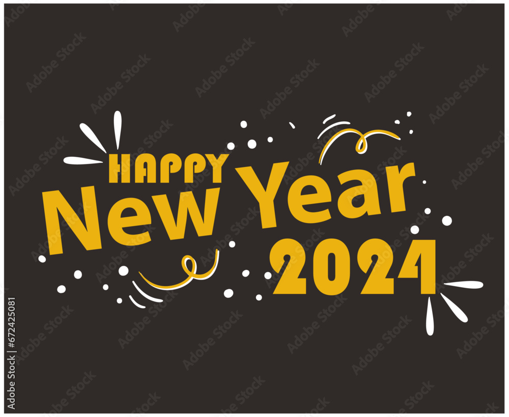 2024 Happy New Year Holiday Abstract Yellow And White Design Vector Logo Symbol Illustration With Brown Background 2024 Happy New Year Holiday Abstract Yellow And White Design Vector Logo Symbol Illustration With Brown Background