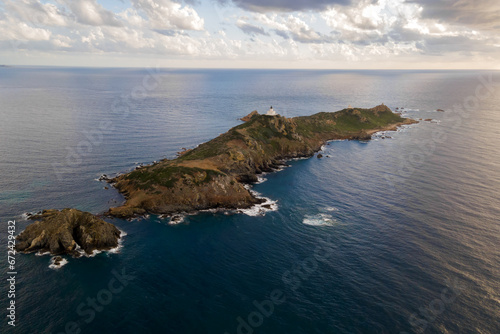 Aerial view of the Sanguinaires archipelago, Corsica, France. photo