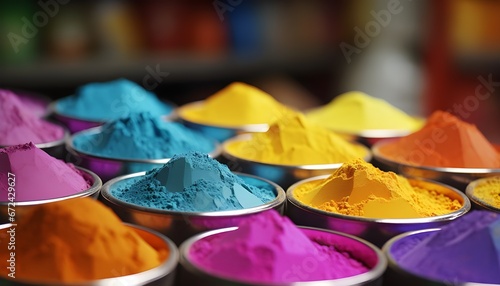Color powders for Holi festival in India
