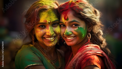 Portrait of two indian women at holi festival © Alejandro Morón
