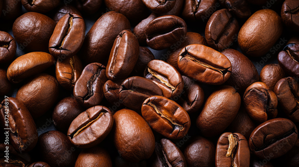Obraz premium Repetitive Rounds: Aerial Photography of Coffee Beans Background