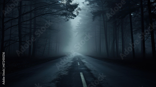 misty road fog, darkness, isolated, background - by generative ai