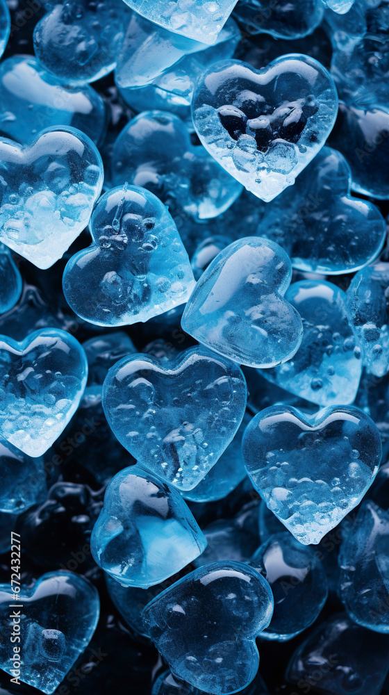 Heart-shaped ice cubes. Frozen water in the shape of hearts for use in cold drinks. Cute heart shaped icicles. Heart-shaped ice cubes. Frozen water in the shape of hearts for use in cold drinks. Cute heart shaped icicles.