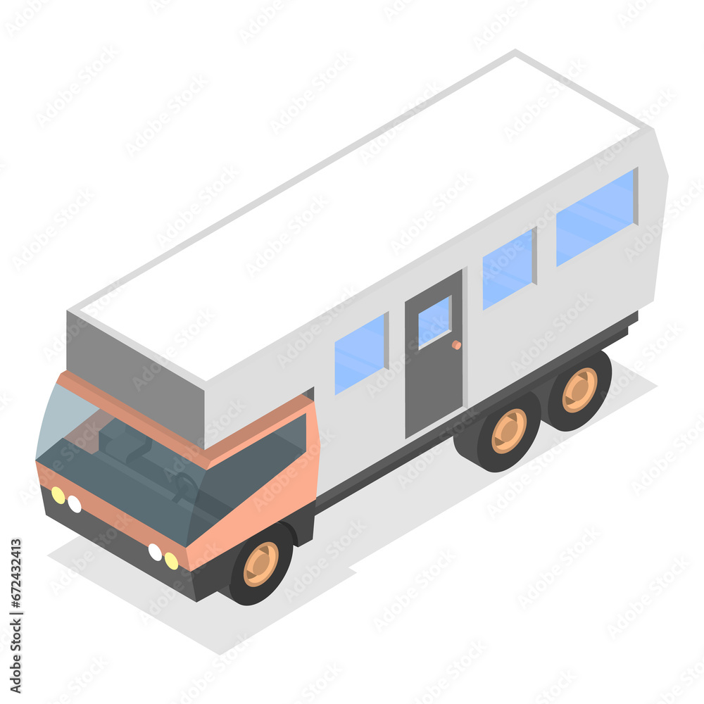 3D Isometric Flat Set of Caravan Trailers. Item 2 3D Isometric Flat Set of Caravan Trailers. Item 2