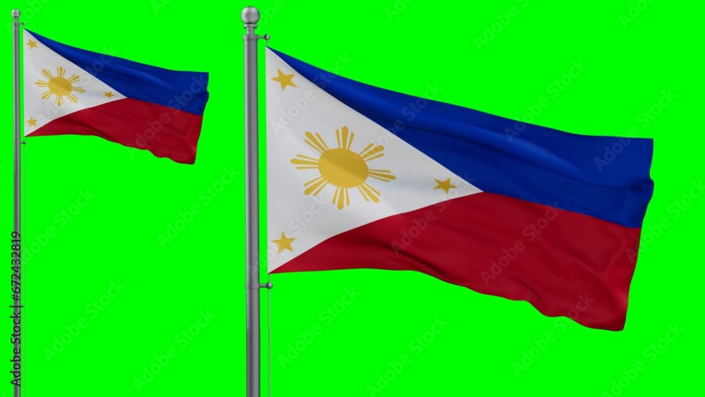 Philippines looped flag waving in the wind with colored chroma key for ...