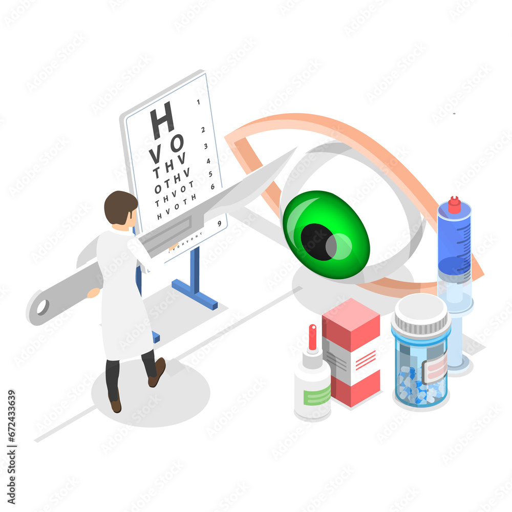 Fototapeta premium 3D Isometric Flat Set of Gynecologist, Dentist, Optometrist And Andrologist. Item 3