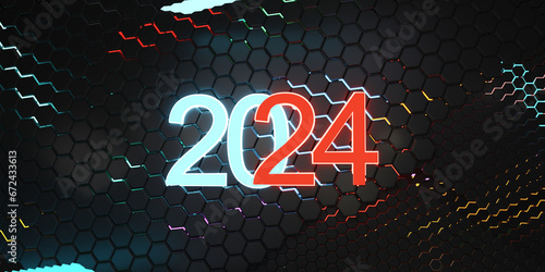 The year 2024 in dark color...