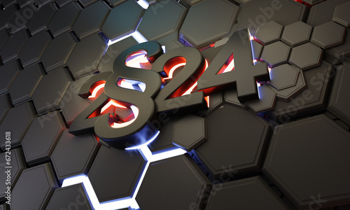 The year 2024 in dark color...