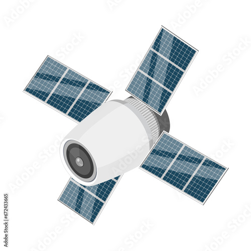 Fototapeta Naklejka Na Ścianę i Meble -  3D Isometric Flat  Set of Spacecraft Shuttles and Satellites. Item 1