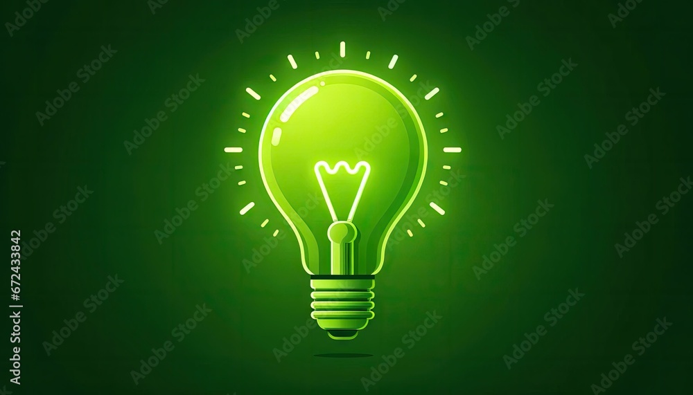 Eco-Friendly Green Energy Light Bulb Illustration on Dark Green Background Eco-Friendly Green Energy Light Bulb Illustration on Dark Green Background