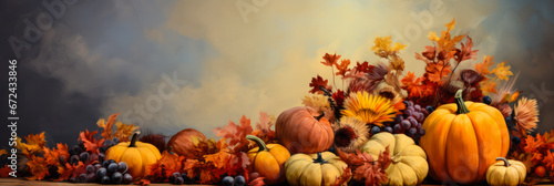 First Thanksgiving paintings in pilgrim-inspired hues background with empty space for text  © fotogurmespb