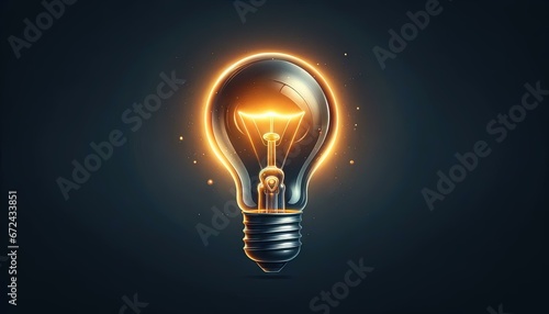 Illuminated Classic Light Bulb Illustration Representing Ideas and Innovation in Darkness photo