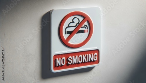 Bold Red "NO SMOKING" Sign Mounted on Smooth White Wall